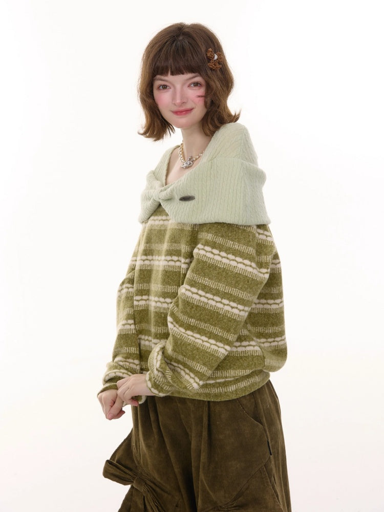 Three-Dimensional Bow Loose Slimming Top Knitted Sweater【s0000015244】