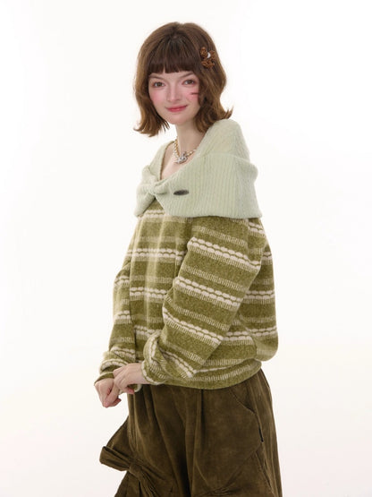Three-Dimensional Bow Loose Slimming Top Knitted Sweater【s0000015244】