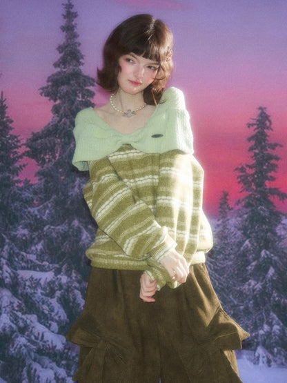 Three-Dimensional Bow Loose Slimming Top Knitted Sweater【s0000015244】