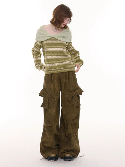 Three-Dimensional Bow Loose Slimming Top Knitted Sweater【s0000015244】