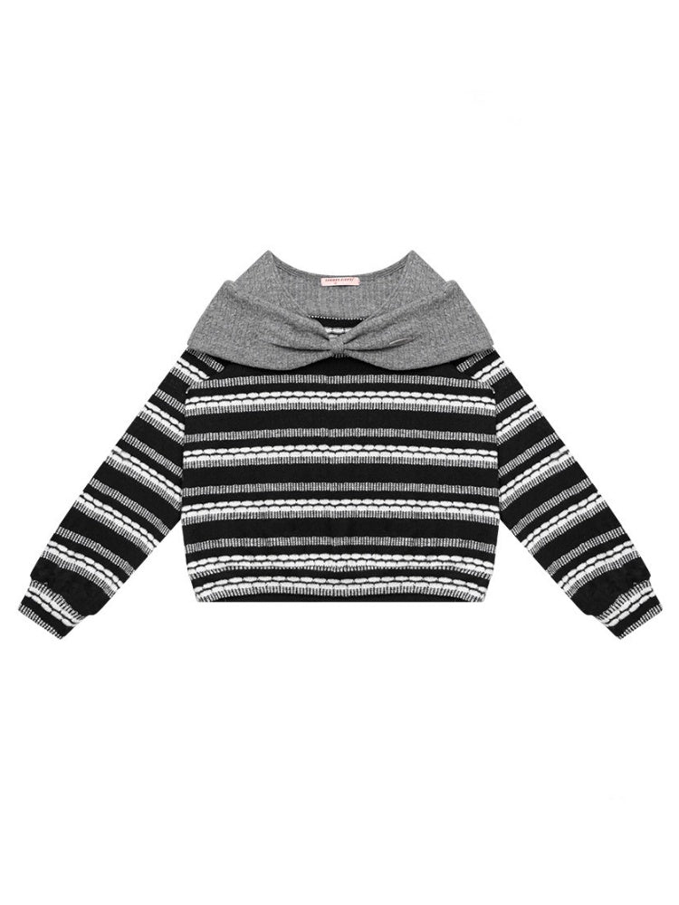 Three-Dimensional Bow Loose Slimming Top Knitted Sweater【s0000015244】