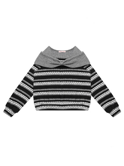 Three-Dimensional Bow Loose Slimming Top Knitted Sweater【s0000015244】