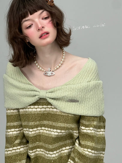 Three-Dimensional Bow Loose Slimming Top Knitted Sweater【s0000015244】