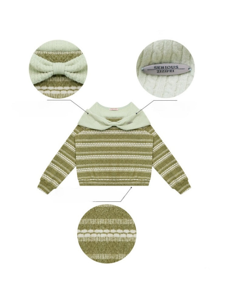 Three-Dimensional Bow Loose Slimming Top Knitted Sweater【s0000015244】
