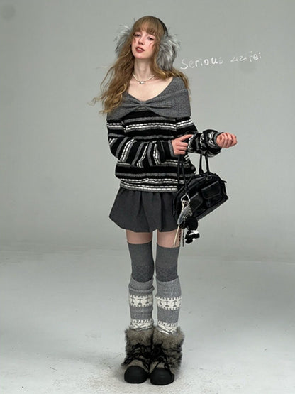 Three-Dimensional Bow Loose Slimming Top Knitted Sweater【s0000015244】