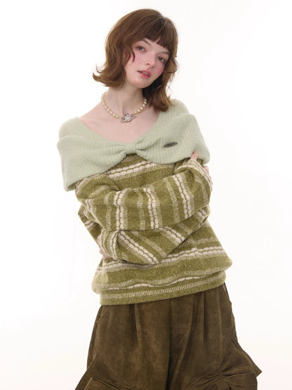 Three-Dimensional Bow Loose Slimming Top Knitted Sweater【s0000015244】