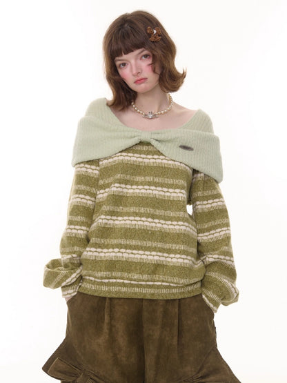 Three-Dimensional Bow Loose Slimming Top Knitted Sweater【s0000015244】
