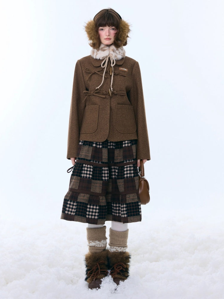 Spliced Plaid Mid-Length High-Waisted Slimming Skirt【s0000015246】