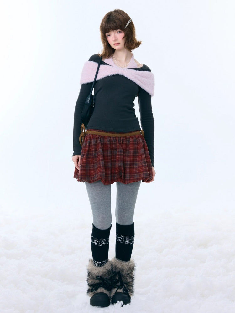 High Waist Slimming Plaid Drawstring Pocket Skirt【s0000015247】