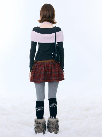 High Waist Slimming Plaid Drawstring Pocket Skirt【s0000015247】