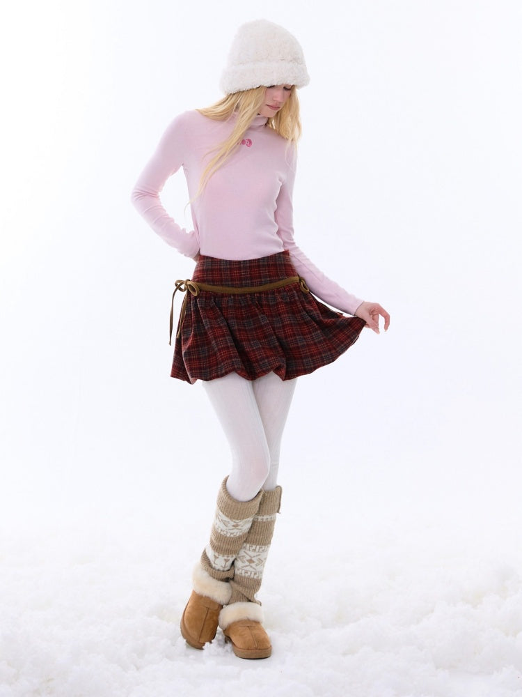 High Waist Slimming Plaid Drawstring Pocket Skirt【s0000015247】