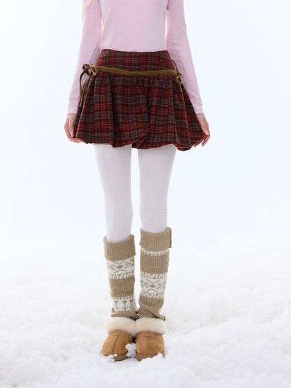 High Waist Slimming Plaid Drawstring Pocket Skirt【s0000015247】