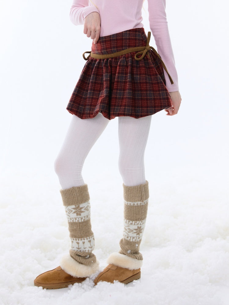 High Waist Slimming Plaid Drawstring Pocket Skirt【s0000015247】