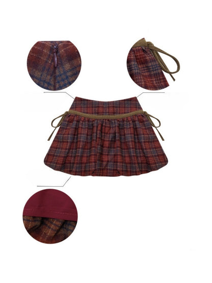 High Waist Slimming Plaid Drawstring Pocket Skirt【s0000015247】