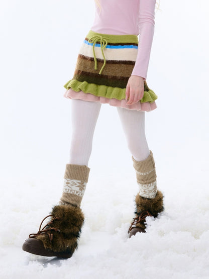 High Waist Slimming Contrast Striped Knitted Skirt【s0000015248】