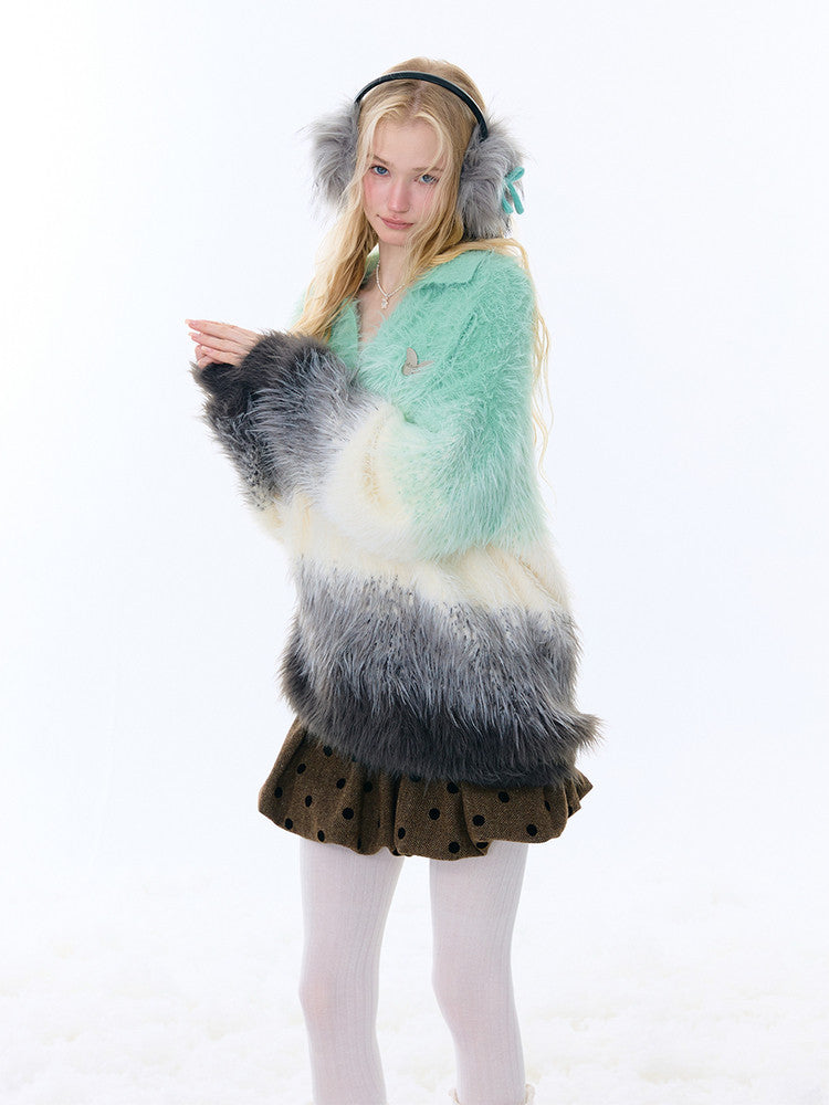 Gradient Polo V-Neck Imitation Mink Wool Soft Glutinous Thick Sweater【s0000015251】