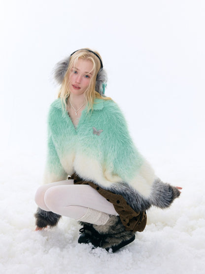 Gradient Polo V-Neck Imitation Mink Wool Soft Glutinous Thick Sweater【s0000015251】