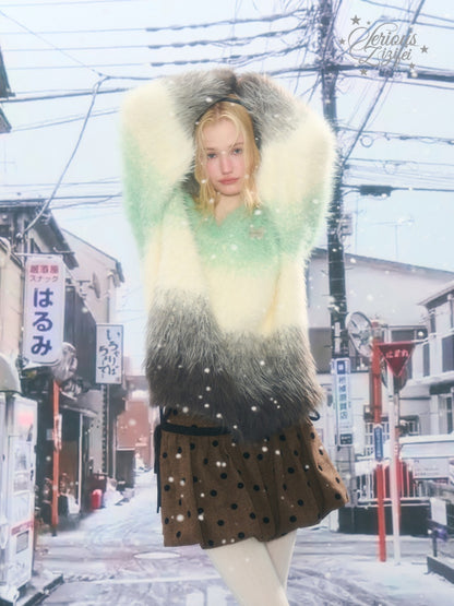 Gradient Polo V-Neck Imitation Mink Wool Soft Glutinous Thick Sweater【s0000015251】