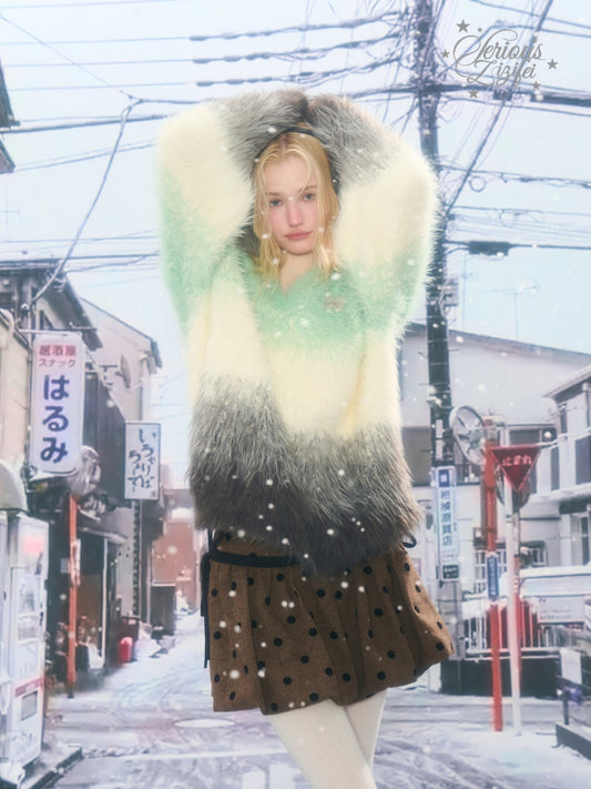 Gradient Polo V-Neck Imitation Mink Wool Soft Glutinous Thick Sweater【s0000015251】