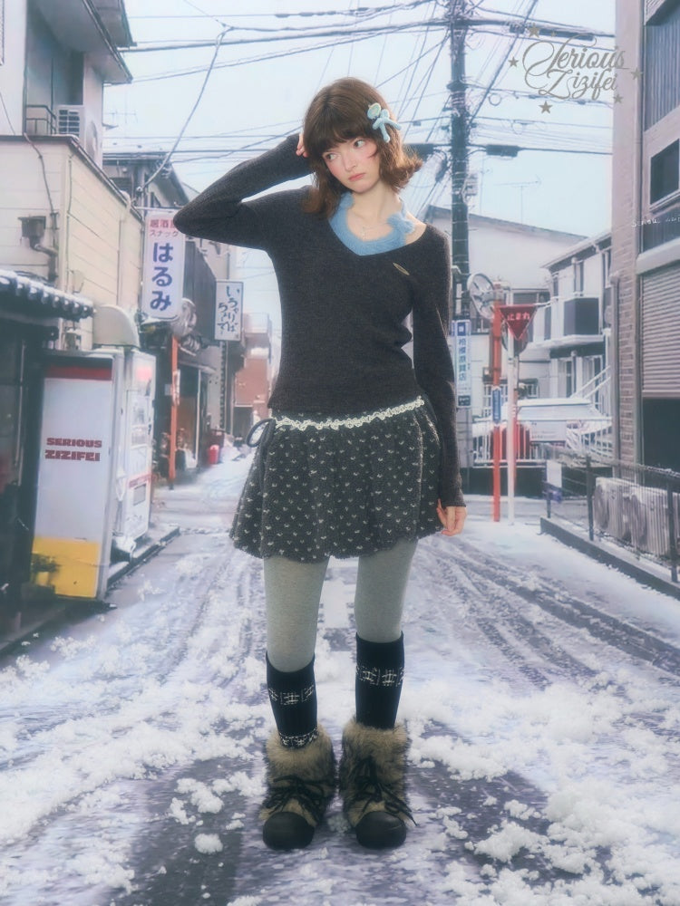 Slimming Bow Halter-Neck Long Sleeve T-Shirt Knitted Base Shirt【s0000015254】