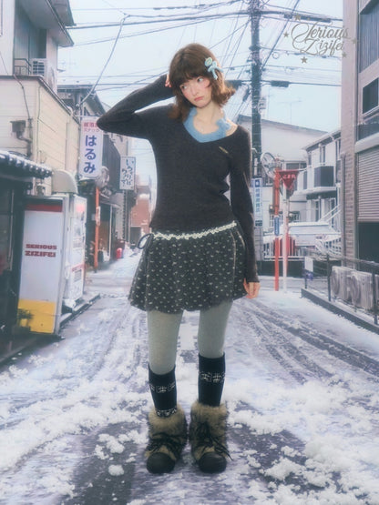 Slimming Bow Halter-Neck Long Sleeve T-Shirt Knitted Base Shirt【s0000015254】