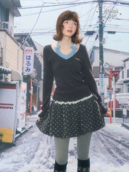 Slimming Bow Halter-Neck Long Sleeve T-Shirt Knitted Base Shirt【s0000015254】