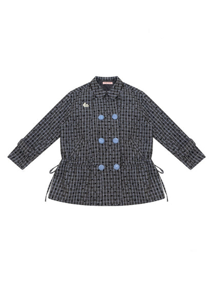 Mid-Length Plaid Doll Collar Woolen Coat Jacket【s0000015266】