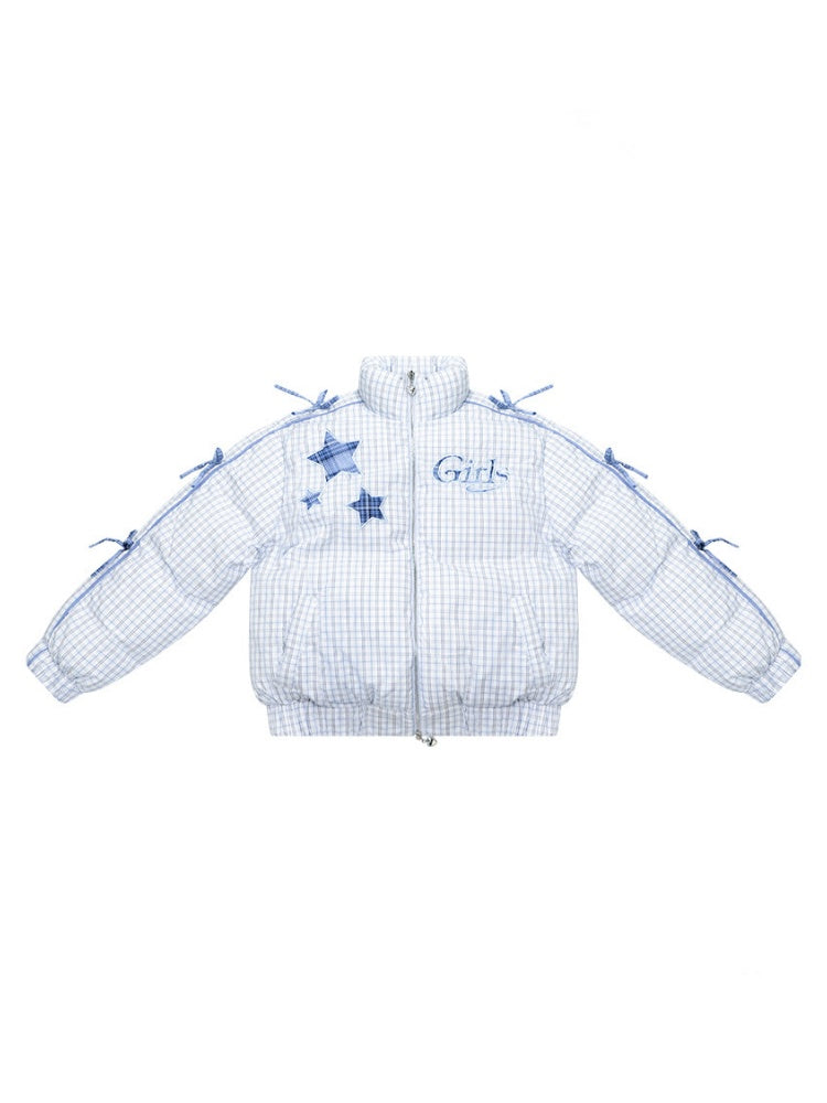 Plaid Star Stand-Up Collar Bread Suit Warm Cotton Jacket【s0000015267】
