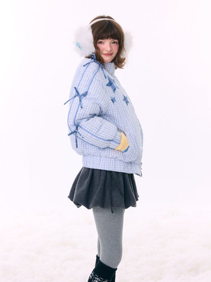 Plaid Star Stand-Up Collar Bread Suit Warm Cotton Jacket【s0000015267】