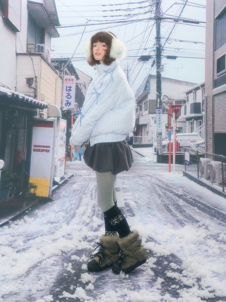 Plaid Star Stand-Up Collar Bread Suit Warm Cotton Jacket【s0000015267】