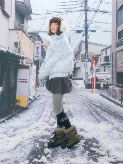 Plaid Star Stand-Up Collar Bread Suit Warm Cotton Jacket【s0000015267】