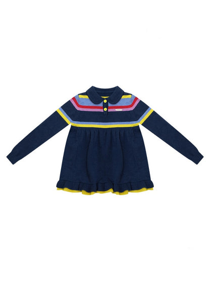 Doll Collar Contrast Striped Lace Hem Lazy Sweater【s0000015269】