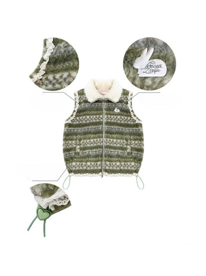 Fleece Fair Island Fur Collar Vest Jacket【s0000015273】