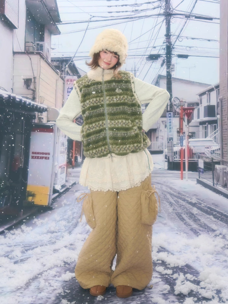 Fleece Fair Island Fur Collar Vest Jacket【s0000015273】