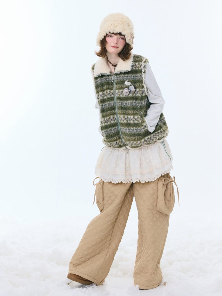 Fleece Fair Island Fur Collar Vest Jacket【s0000015273】