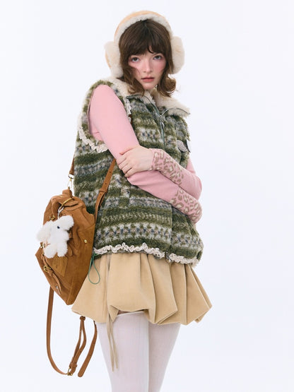 Fleece Fair Island Fur Collar Vest Jacket【s0000015273】