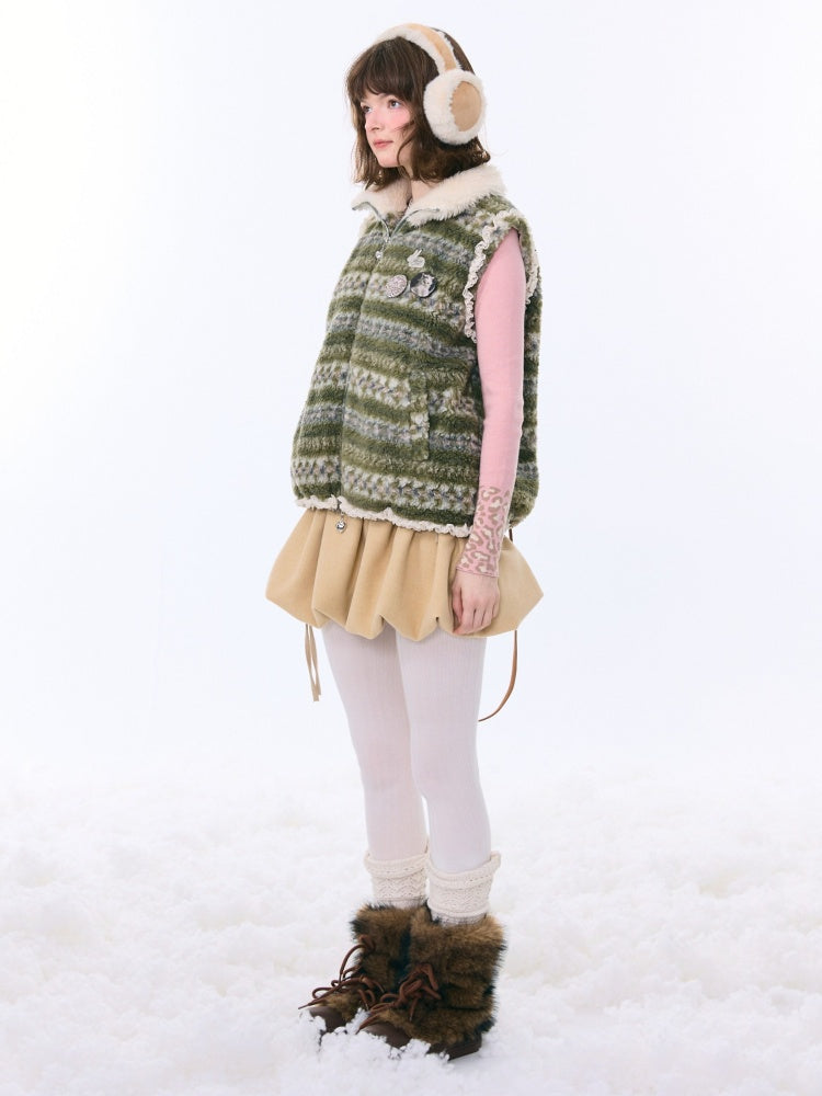 Fleece Fair Island Fur Collar Vest Jacket【s0000015273】