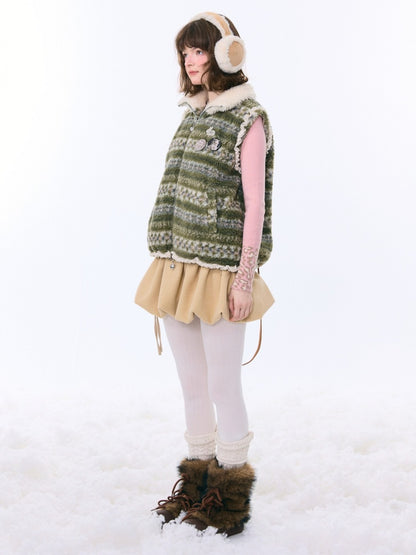 Fleece Fair Island Fur Collar Vest Jacket【s0000015273】