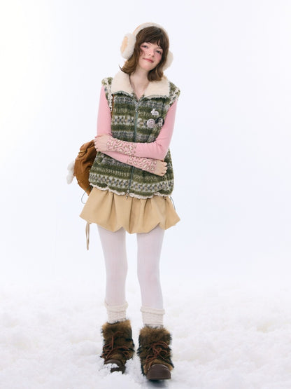 Fleece Fair Island Fur Collar Vest Jacket【s0000015273】