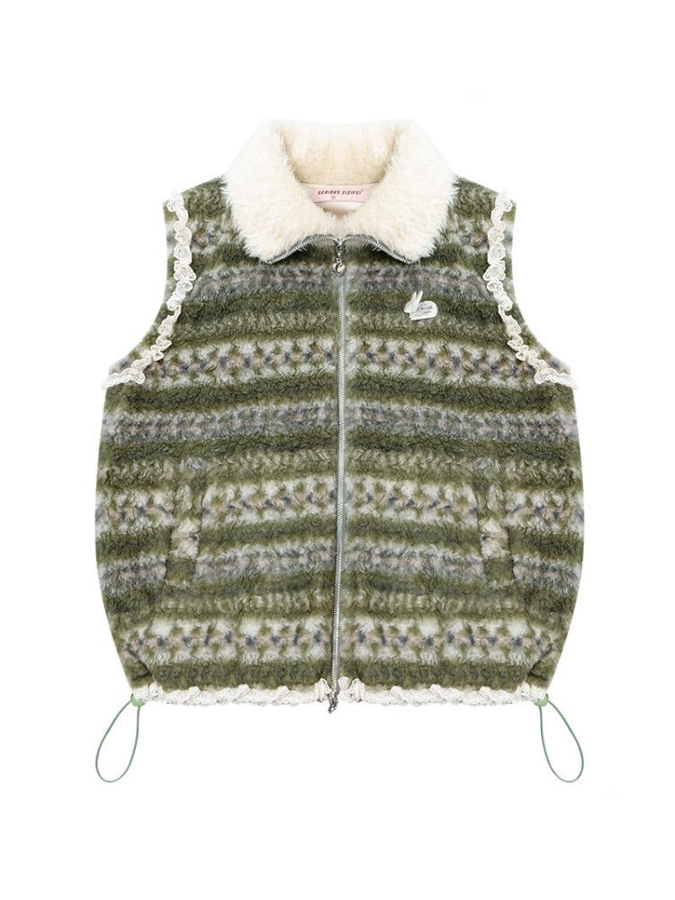 Fleece Fair Island Fur Collar Vest Jacket【s0000015273】