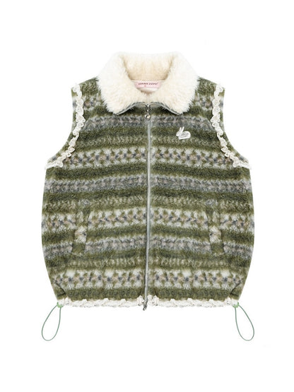 Fleece Fair Island Fur Collar Vest Jacket【s0000015273】
