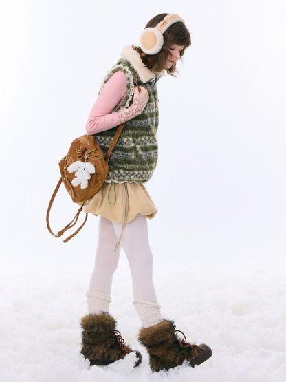 Fleece Fair Island Fur Collar Vest Jacket【s0000015273】