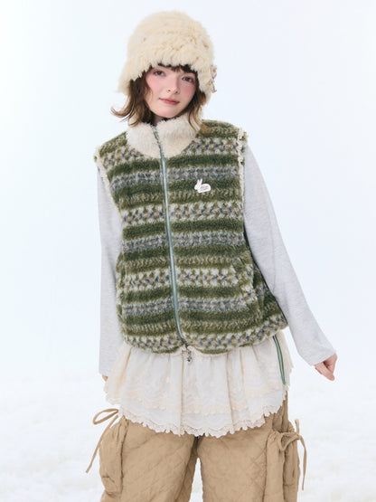 Fleece Fair Island Fur Collar Vest Jacket【s0000015273】