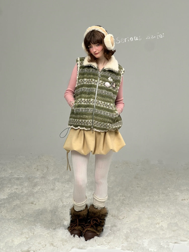 Fleece Fair Island Fur Collar Vest Jacket【s0000015273】