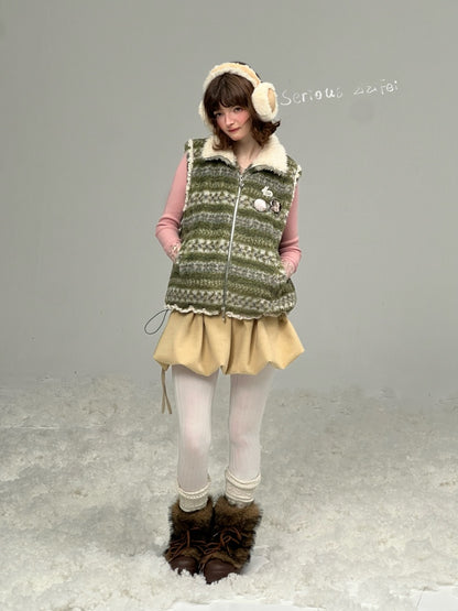Fleece Fair Island Fur Collar Vest Jacket【s0000015273】