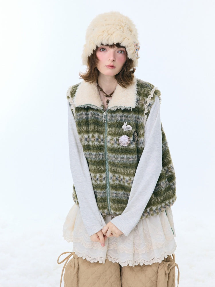 Fleece Fair Island Fur Collar Vest Jacket【s0000015273】