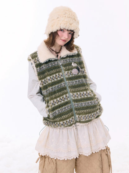 Fleece Fair Island Fur Collar Vest Jacket【s0000015273】