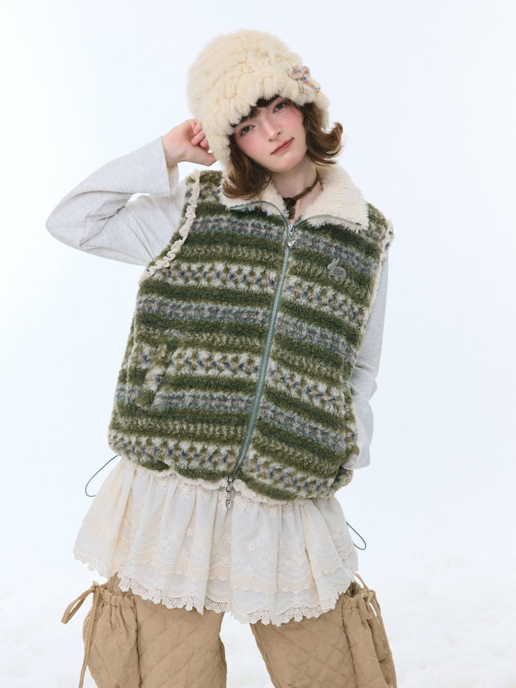 Fleece Fair Island Fur Collar Vest Jacket【s0000015273】