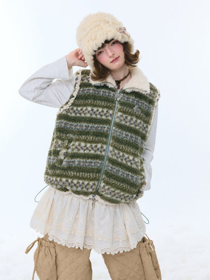 Fleece Fair Island Fur Collar Vest Jacket【s0000015273】