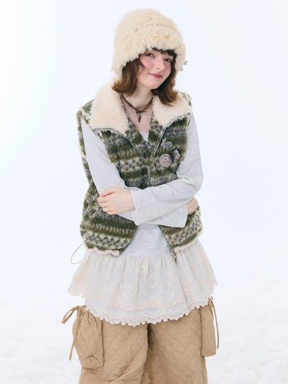 Fleece Fair Island Fur Collar Vest Jacket【s0000015273】